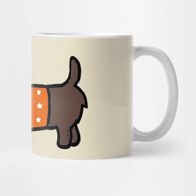 brown puppy in orange jumper by cartoonygifts